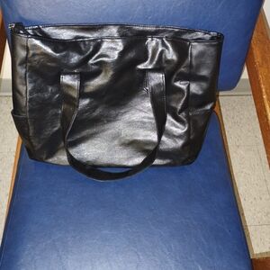 Black Leather Tote Bag